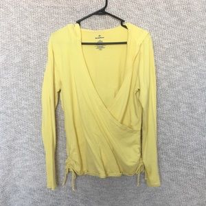 Deep V-neck stretchy long sleeve